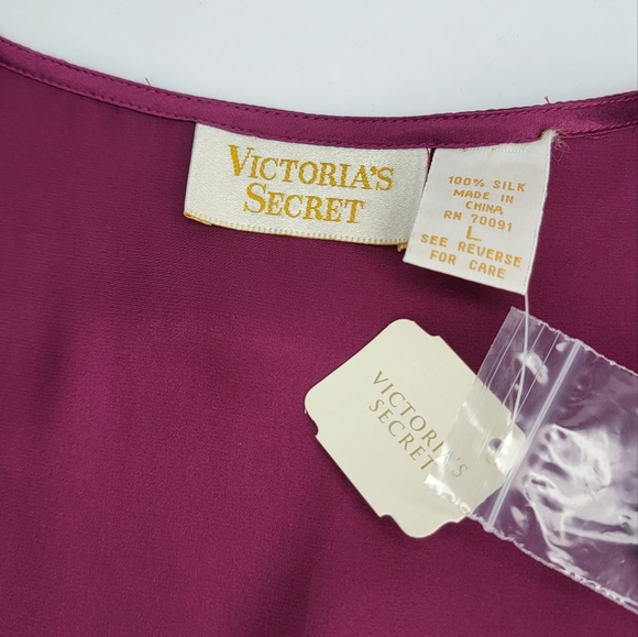 NWT Vintage Victoria's Secret Gold Label 100% Silk Long Sleeve Sleep Shirt L - Picture 6 of 6